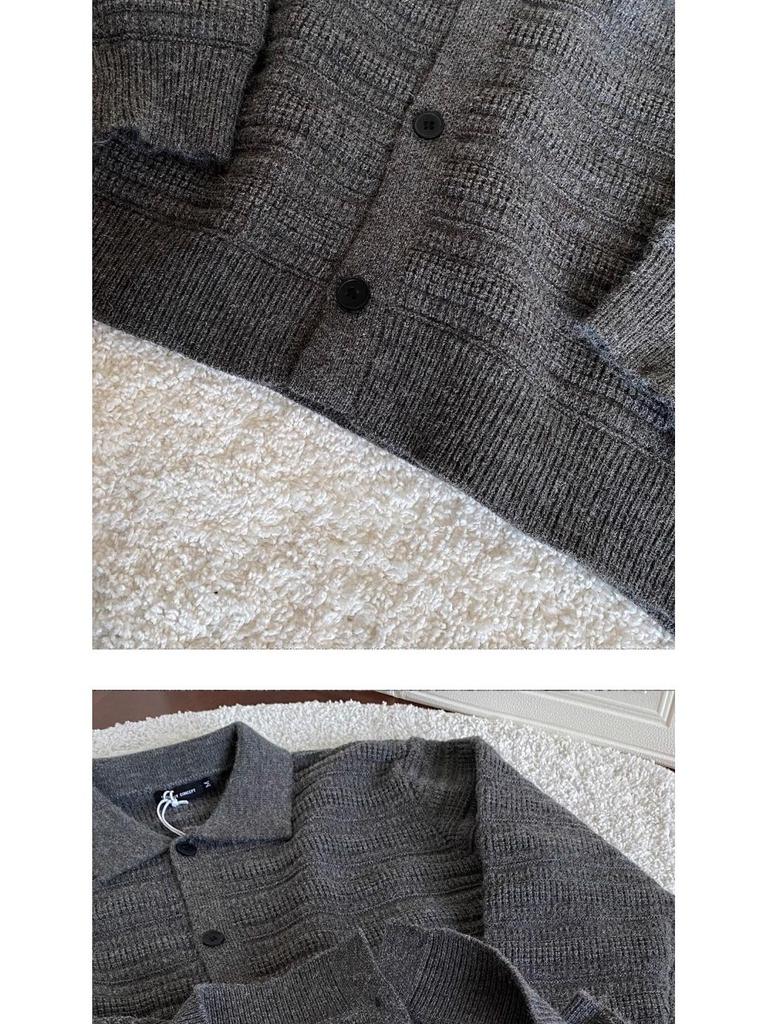 Men's Loose Fit Solid Color Retro Knit Cardigan Sweater Jacket