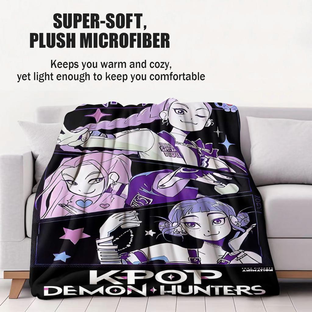 K Pop Huntrix Girl Flannel Blanket Demon Hunters Plush Warm Throw for Home Leisure Office Nap Travel Camping All Season Gift