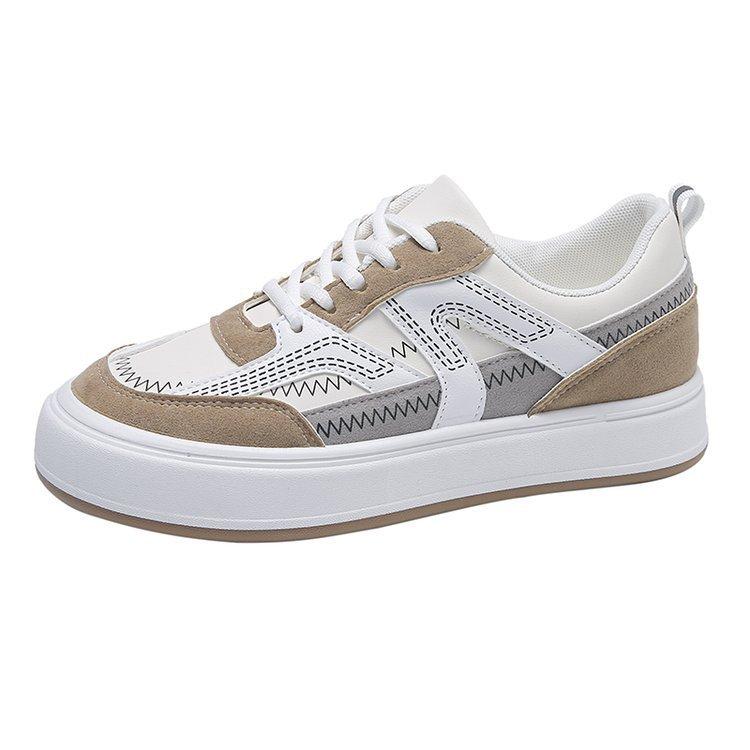 Autumn New Flat Sneakers Women's Color Matching Lace-up Student Retro Casual Sneaker White Shoes Women's