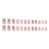24 Pieces Pink Small Flowers and Grass Simple Decoration Short New Product Temperament White Manicure Autumn and Winter Temperament White Wear