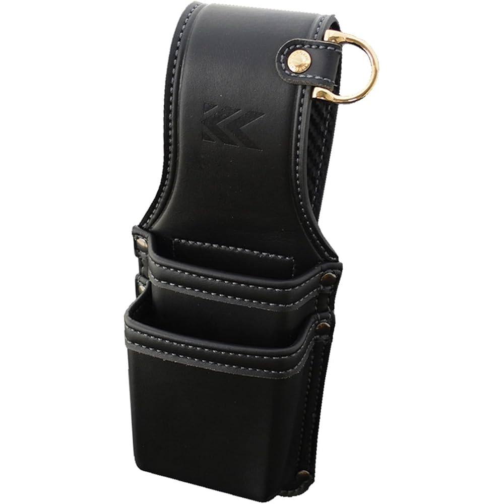 Fujiya (Fujiya) Crimp 2-Tier Holder, Black Gold, Light PU Leather Series, AH-12BG