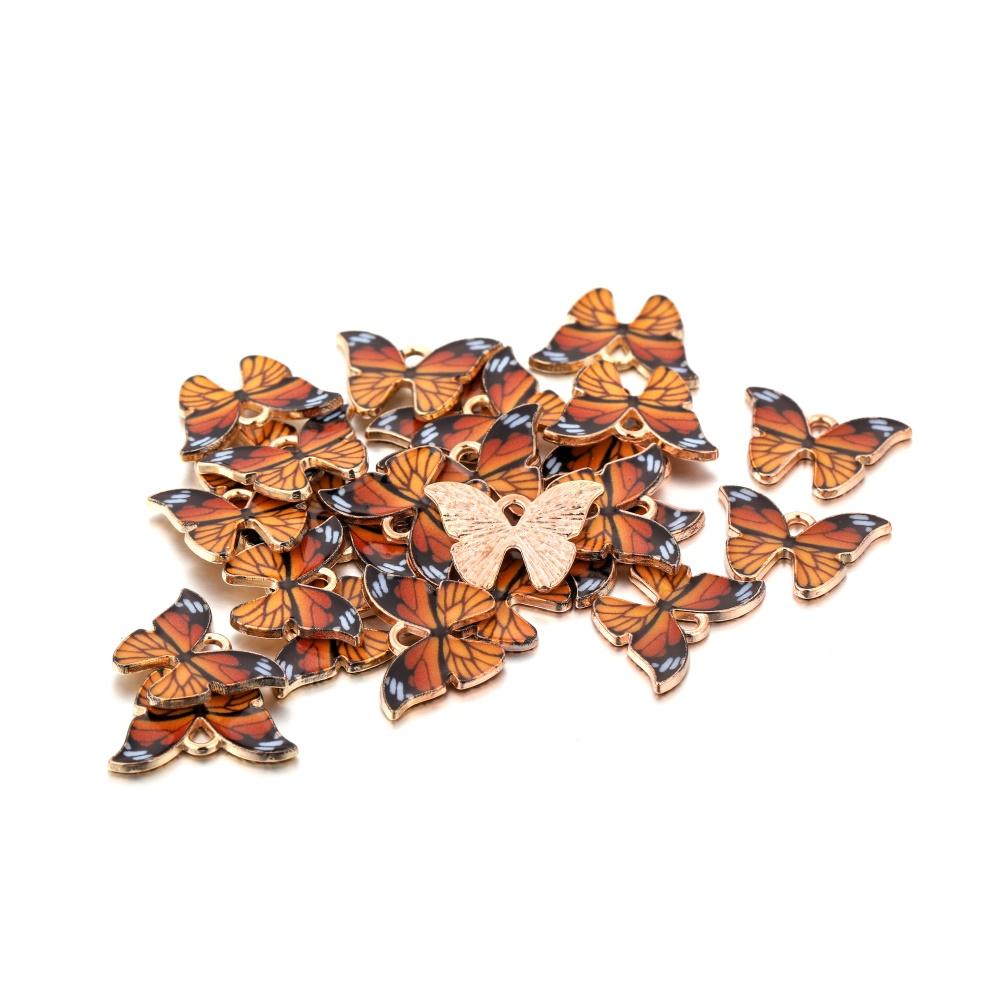 10pcs/lot Enamel Metal Colorful Butterfly Charms Pendant for DIY Necklace Bracelet Key Chain Jewelry Findings Making Accessories