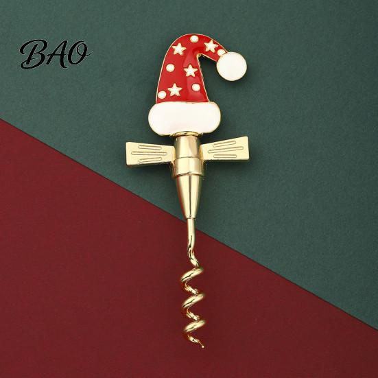 Novelty Wine Bottle Opener Zinc Alloy Christmas Opener, Enamel Hat/Gift/Bear/Dachshund Design, Ergonomic Double Wing Handle Corkscrew, Decorative Cork
