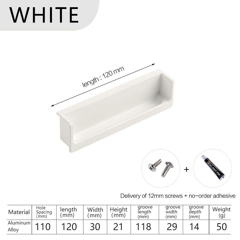Embedded Concealed Pulls Handles White Wardrobe Doors Handles Black Cabinets Pulls Gray Drawers Pulls Recessed Finger Pulls