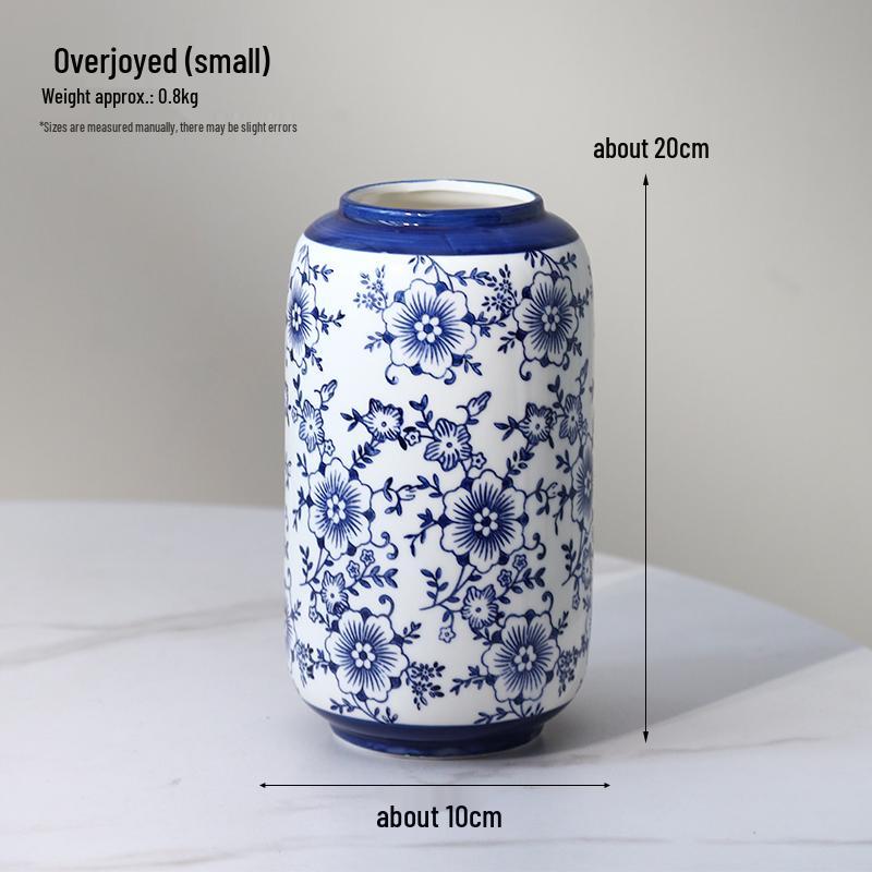 Chinese Blue and White Porcelain Ceramic Vase for Home Decor