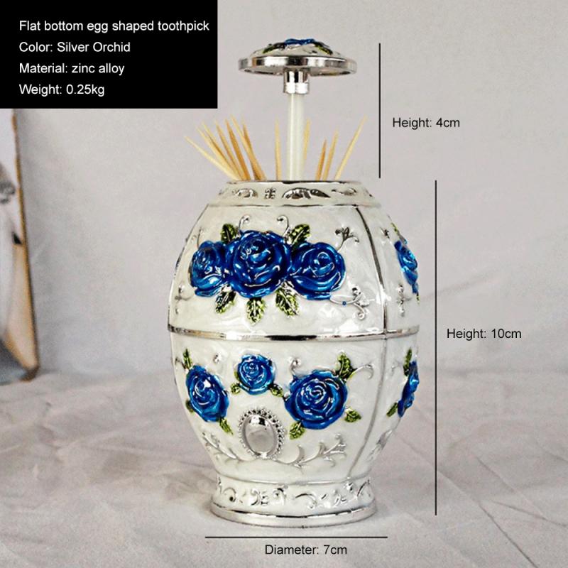 Automatic Up Toothpick Holder Metal Vintage Color Electroplating Egg Shaped Creative Guest Tea Room Restaurant Supplies