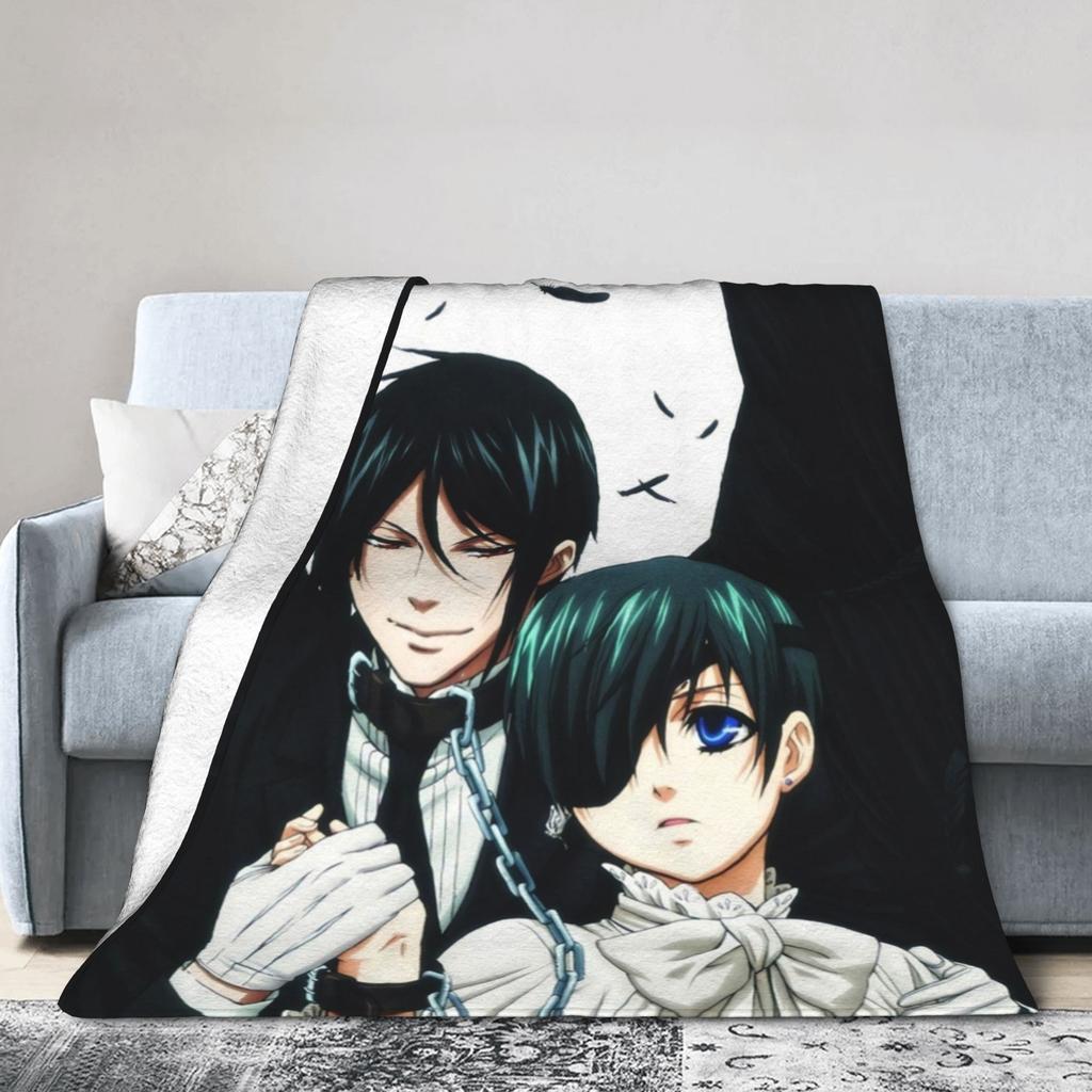 Sebastian Michaelis Ciel Flannel Blankets Blackbutlers Funny Throw Blankets for Home Hotel Sofa 150*125cm Bedspreads