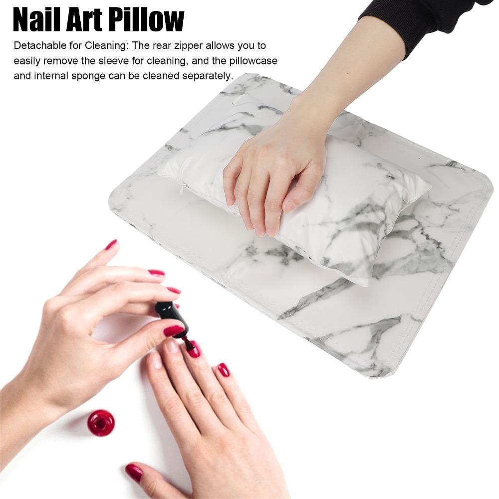 2pcs Aluminum Alloy Holder Manicure Hand Rest PU Leather Nail Arm Rest Pillow Manicure Work