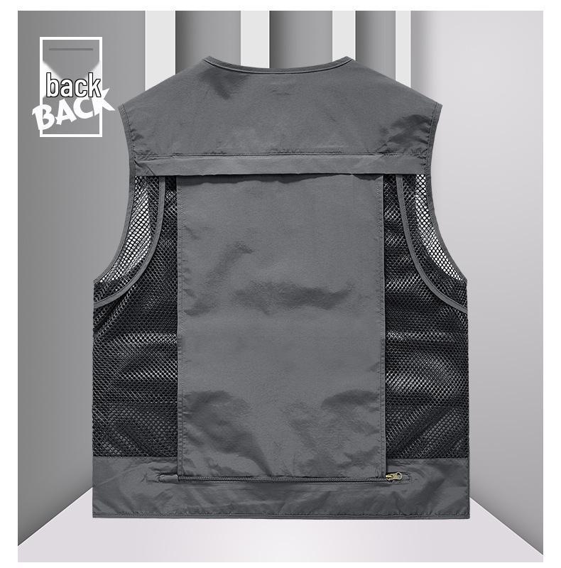 Vestă de plasă cu buzunare multiple pentru bărbați cu uscare rapidă pentru pescuit și fotografie - Primăvară/Toamnă