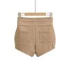 Vintage High-Waisted Slimming Two-Button Shorts for Women - Flattering, Versatile, Elastic Fit