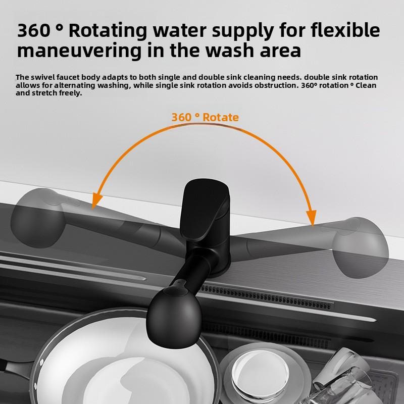 Pull-Down Kitchen Faucet with Dual Hot/Cold Water - Extendable Sprayer Sink Tap for Dishwashing and Food Preparation