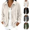 Women's Long Sleeve Corduroy Jacket with Lapel Collar for Casual Everyday Wear