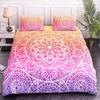 Colorful Mandala Duvet Cover Set Bohemian Style Pastel Toned Abstract Flower Design Print Bedding Set Quilt Cover Pillow Covers