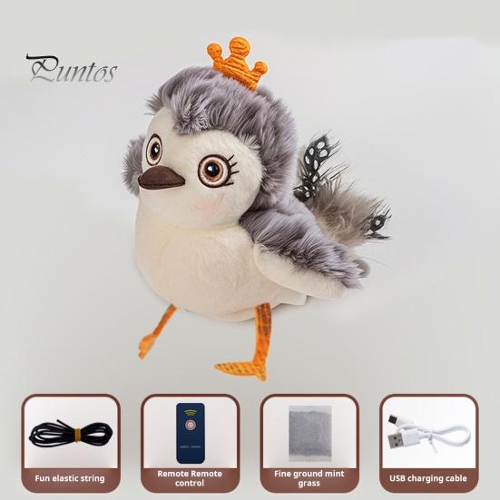 Nabíjecí hračka pro kočku s chvějícím se ptákem Dobíjecí interaktivní plyšový pták s dálkovým ovládáním Automatické mávání a cvrlikání Hračka pro kočky s kočkou pro domácí kočky