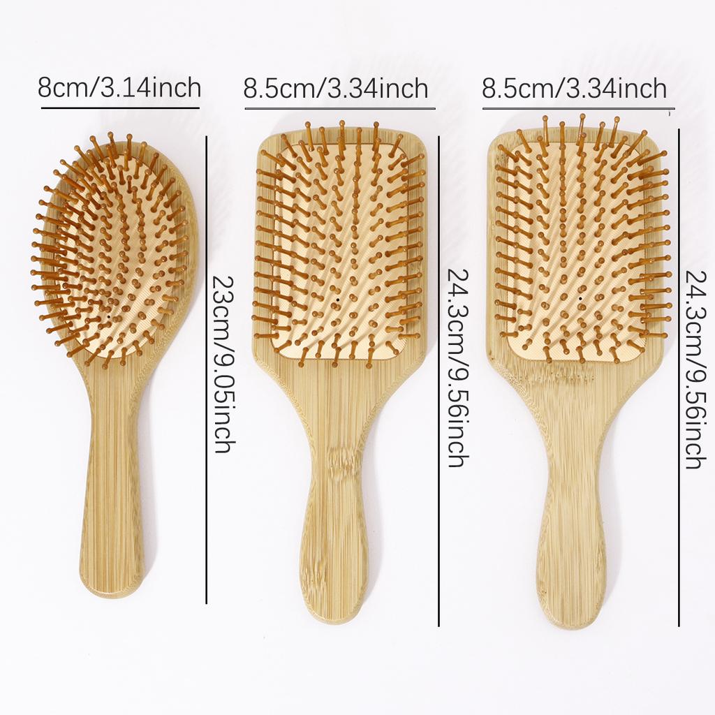 3pcs bamboo air cushion comb set, with bamboo bristles, natural bamboo anti-static hair massage brush,Special for real hair wigs