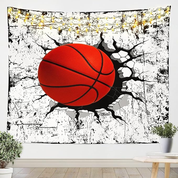 Sports Theme Tapestry for Teen Boys Gift Basketball Tapestry 3D Print Ball Games Wall Hanging For Bedroom Living Room Dorm Decor