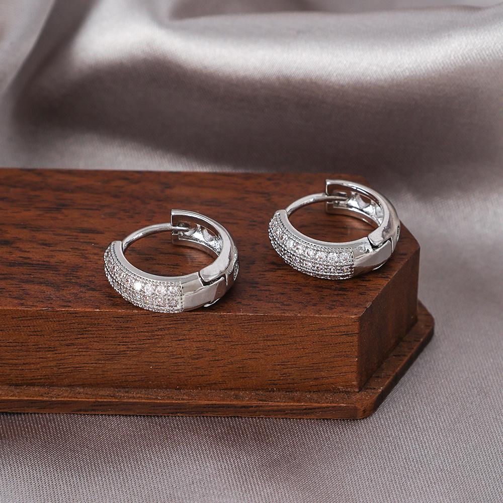 Micro-inlaid Zirconia Earring Buckles: Luxurious Small Hoops, Fashionably Versatile & Trendy