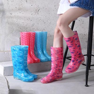 Women's Fashionable Non-Slip Waterproof High-Top Rain Boots with Velvet Lining