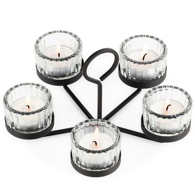 Black Metal Candle Holder Tealight Candle Stand Decorative Table