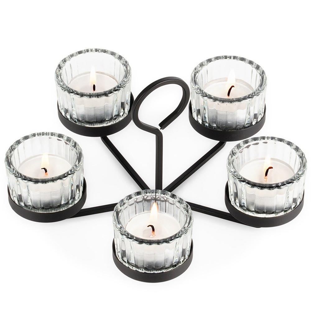 Black Metal Candle Holder Tealight Candle Stand Decorative Table