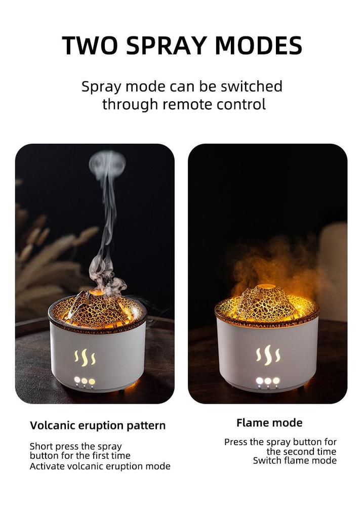 Large Capacity Volcano Bubble Ring Aroma Diffuser Humidifier with Crackle Design for Home Use
