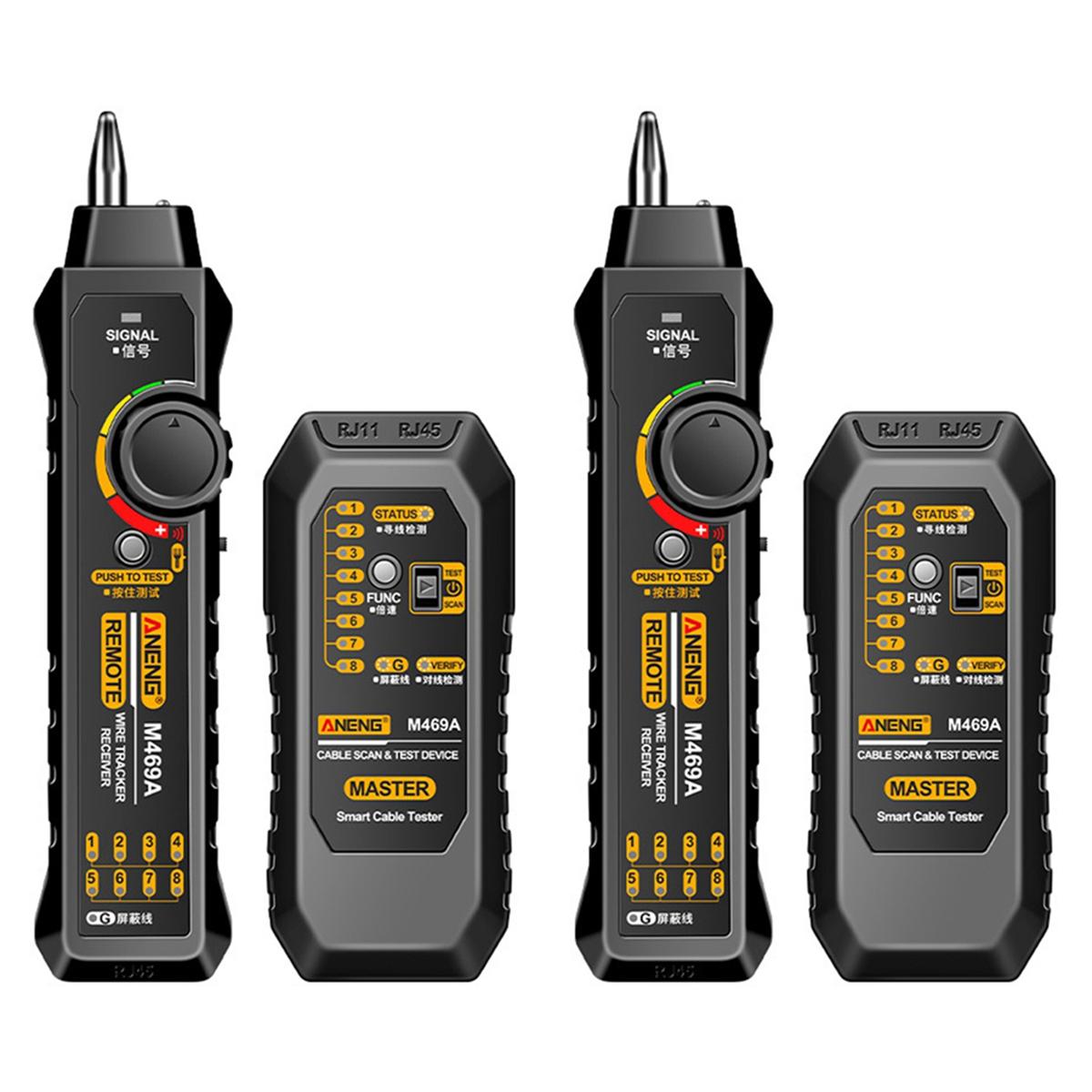 2025 Новый 4X M469A Искатель сетевого кабеля RJ45 RJ11 LAN Кабельный тестер Поиск кабеля Тестирование на помехозащищенность Черный