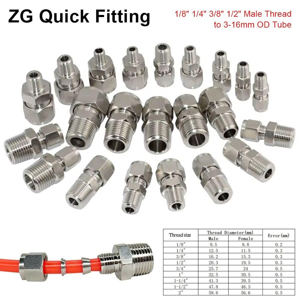 1Pcs Stainless Steel Quick Fitting Metric ZG Pipe Fitting for Oil Water Gas