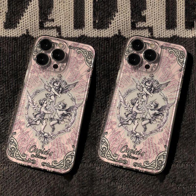 

Чехол для телефона в стиле ретро «Купидон-ангел» для iPhone 16 15 14 13 12 11 Mini Pro Max X XR XSMax 7 8 Plus SE2020 Чехол-накладка Funda For iphone 7Or8
