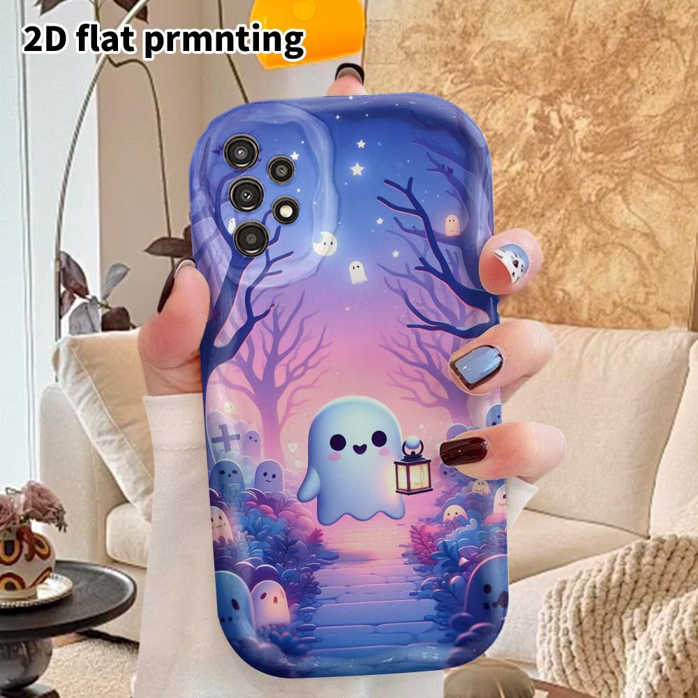 Phone Case: 2D Flat Samsung Galaxy A34 A35 M05 M06 S20 S22 S21 FE Plus 5G Protective Case, Couple Style, Forest Ghost, Christmas and Halloween Gifts
