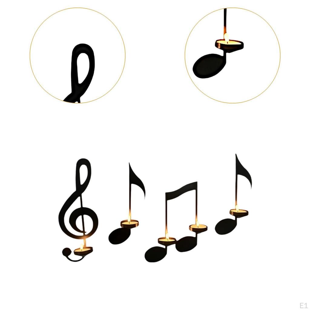 Wall Sconce Candle Holder Set of 4Pcs Music Symbol Candlestick Modern Home Decoration for