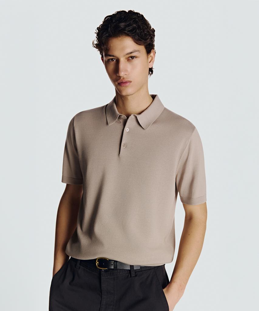 Danielkeulemyu 26Ss Washable 100% Supima Cotton Collared Knit Beige