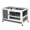 Binnen Konijnenhok Cavia Huis Houten Verhoogd Huisdier Konijnenkooi met Wielen Openbaar Dak 102 x 60 x 63,5cm Grijs