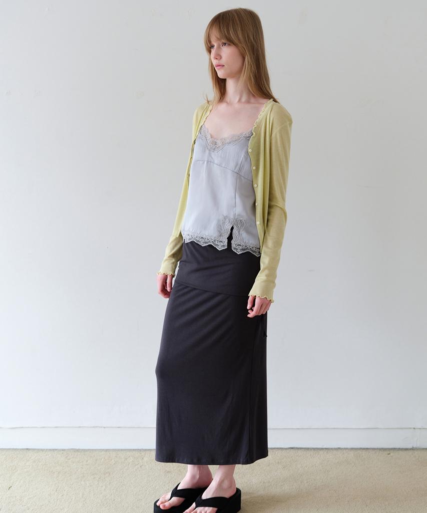 Awi String Shirred Jersey Skirt_Black
