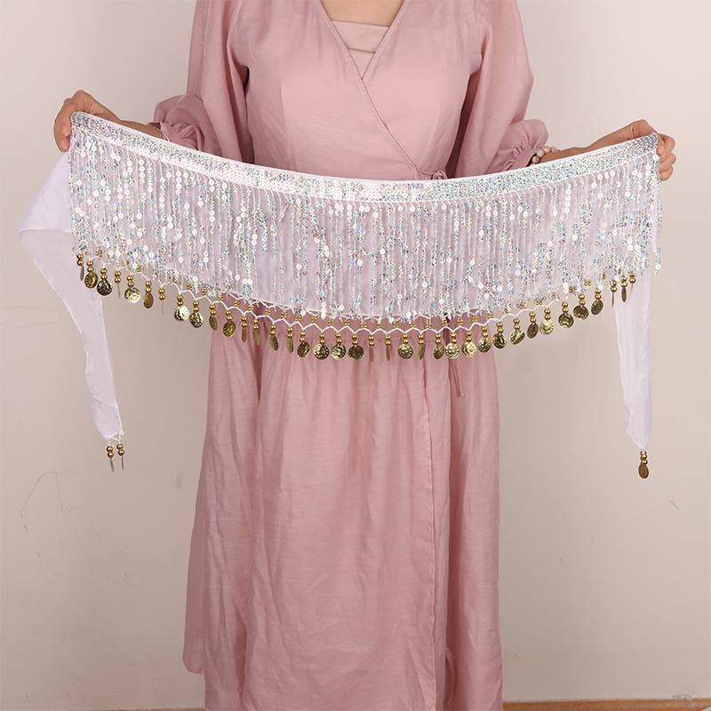 Belly Dance Waist Chain Boho Sequin Tassel Waist Belt Indian Dance Hip Scarf Jazz Dance Show Costumes With Dangling Sequins