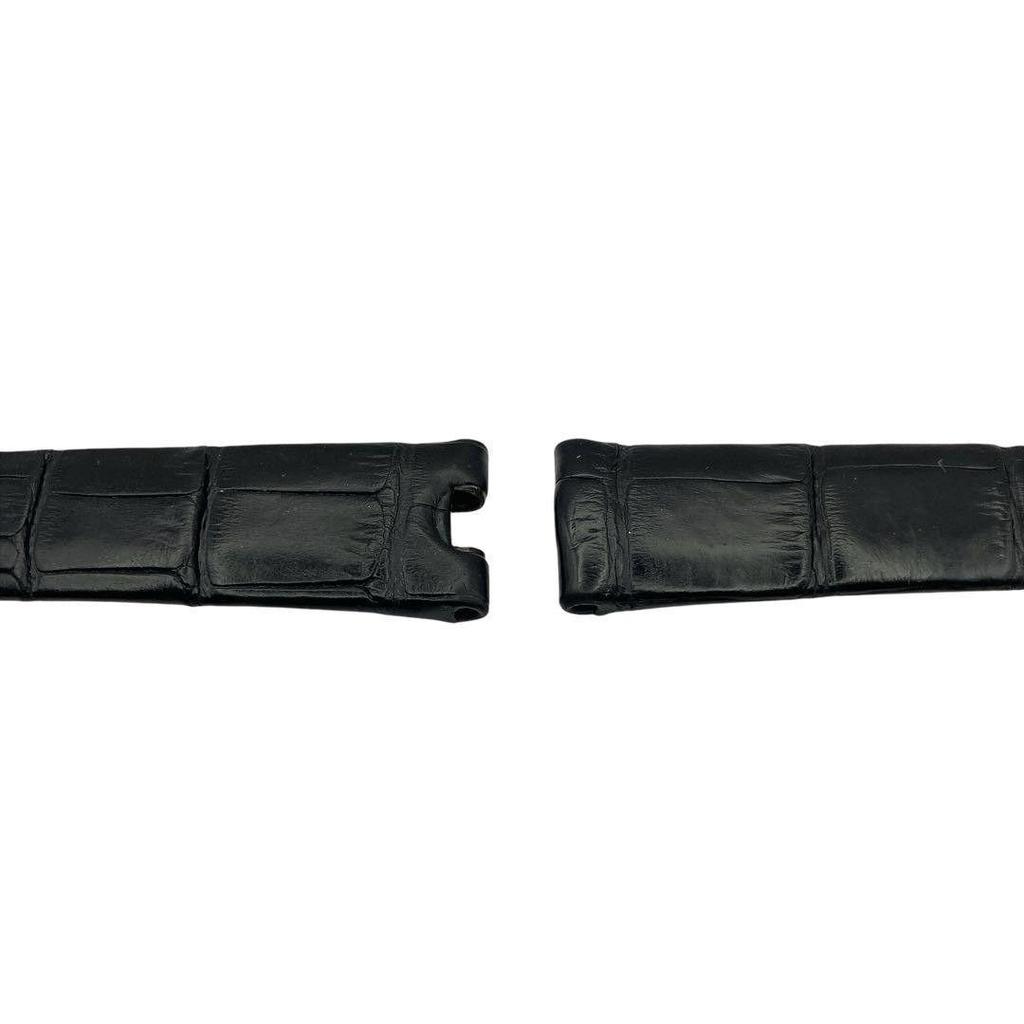 Used Breguet watch strap, crocodile embossed leather, black, SWISS