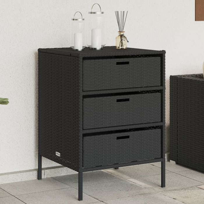 VidaXL Garden Storage Cabinet Black 55x59x80 Cm Woven Resin 365551