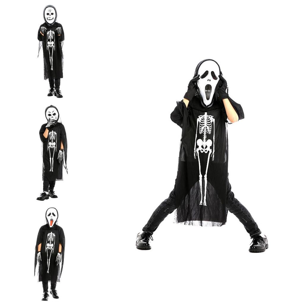 Premium Quality Cosplay Disfraces Adult Kids Halloween Costume With Skull Skeleton Design