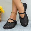 Fashion Spring Summer Pure Color Hollow Out Ballet Flats Belt Buckle Mesh Ladies Sandals  Style Flat Heel Footwear Women Sandals  Shoes