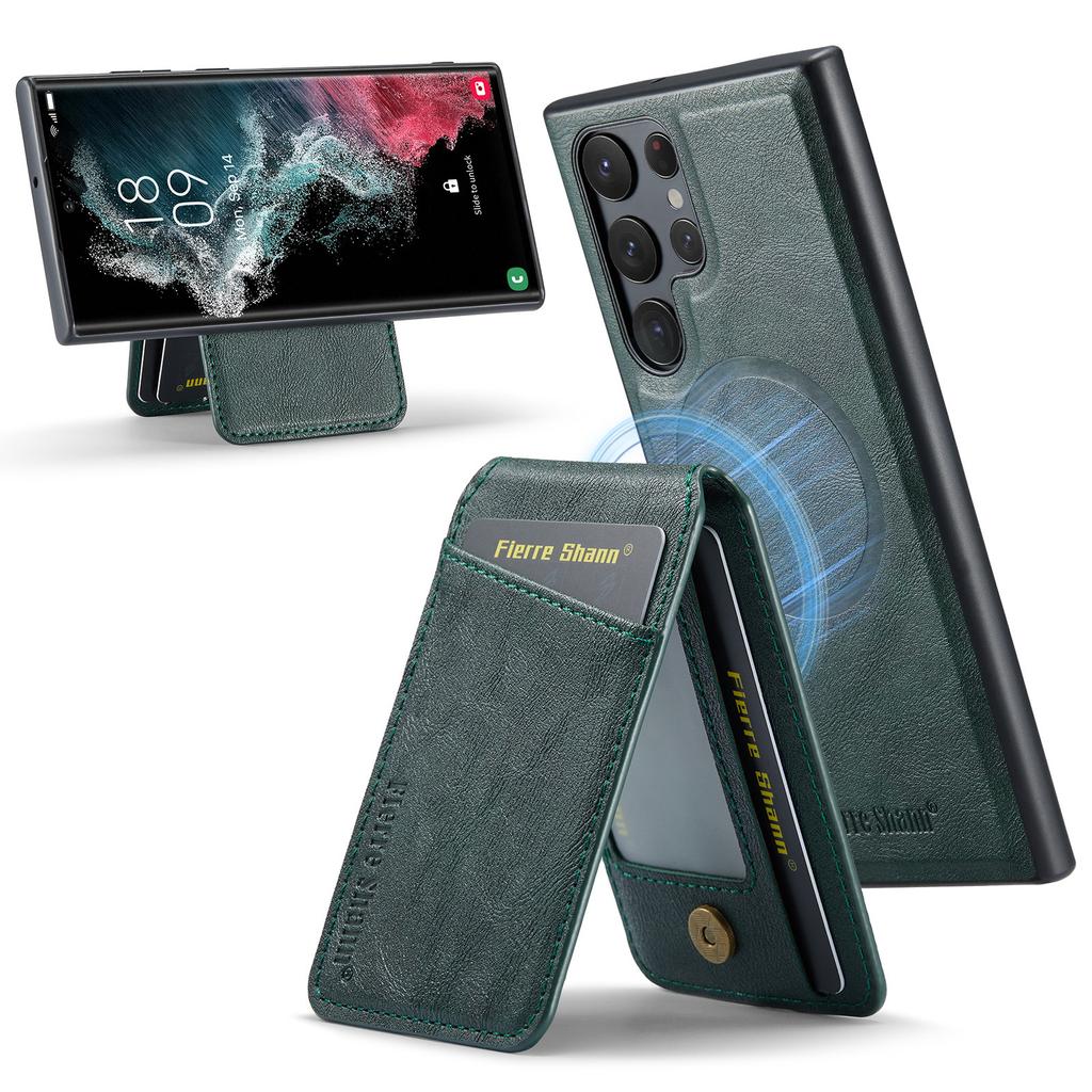 025 Style For Samsung Galaxy S22 Ultra 5G Case RFID Blocking Leather+TPU Phone Cover Detachable