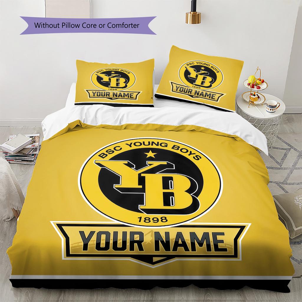 Personalizowany Wzór BSC Young Boys Zestaw Pościeli Kołdra Dekoracja Domu Prezent (1 * poszwa na kołdrę + 2 * poszewki na poduszki bez rdzenia)