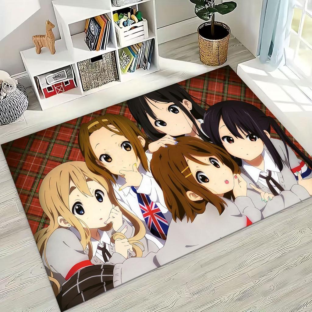 Anime K-ON Kawaii Girl Hirasawa Yui Music Cartoon Rug for Bedroom Living Room Sofa Home Doormat Decor,Kids Non-slip Floor Mat