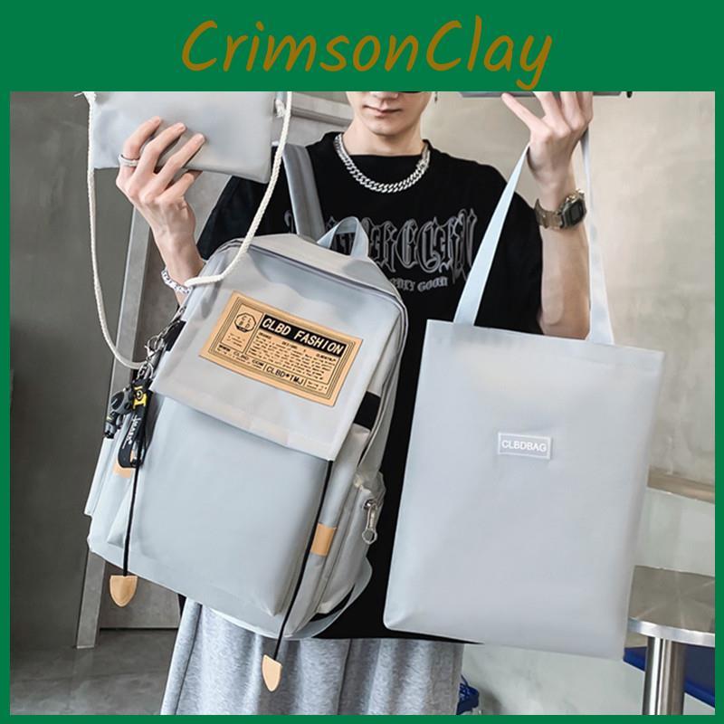 Large Capacity College Student Backpack Men Street Style Nylon Waterproof Bag