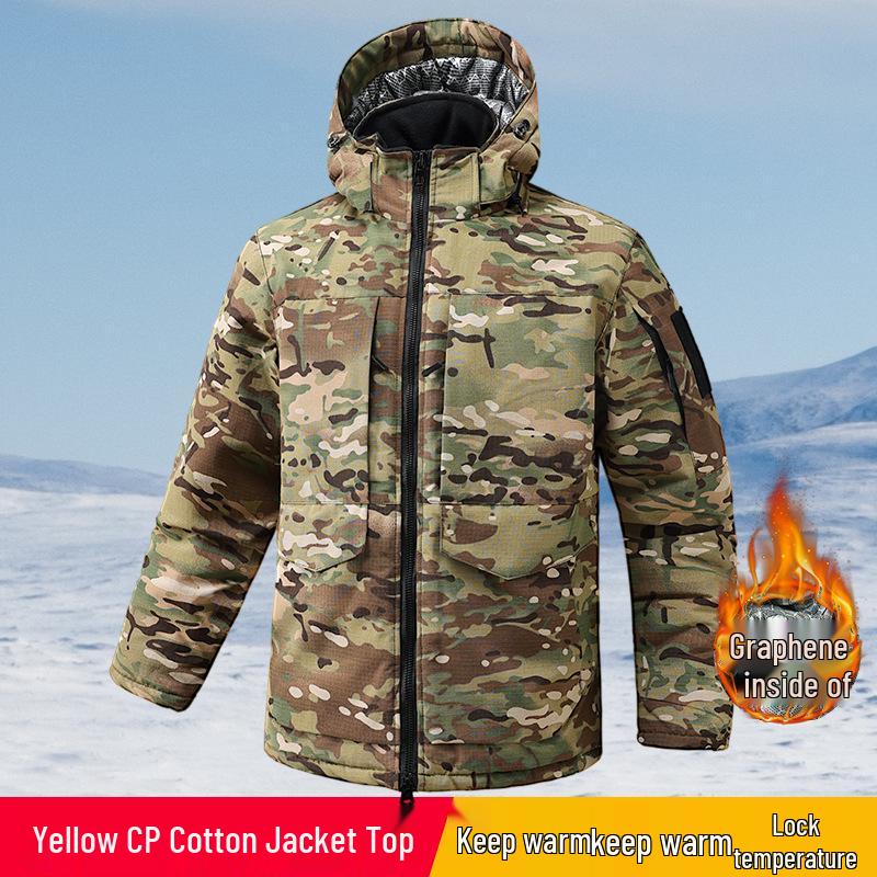 Waterproof Camouflage Graphene Military Overcoat: Insulated Winter Work Jacket with Plus Velvet for Cold Storage