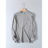Heavyweight Cotton Washed Pocket Long-Sleeve T-Shirt for Men, Spring and Autumn, Loose Casual Solid Color Base Shirt, Crew Neck Pullover Sweatshirt