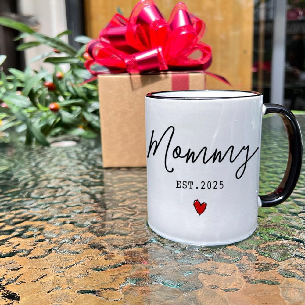 EST 2025 New Daddy & Mommy Coffee Mugs Set of 2, First Time Mommy Daddy Gift Prospective Parents Mugs Gift, EST 2025 Valentine's Day New Parents