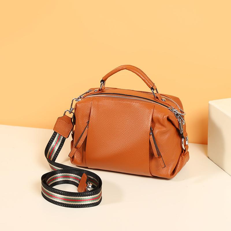 Zency ekte skinnveske for kvinner Enkel høykvalitets tøyveske Liten vintage Boston håndveske Skuldervesker for kvinner 2022 Crossbody