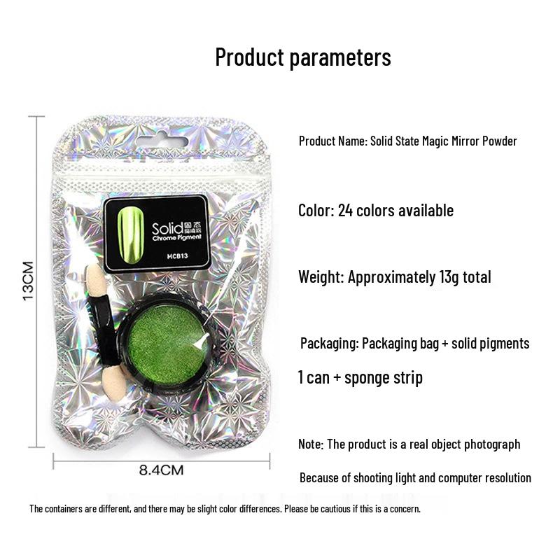 Super Bright Nail Art Magic Mirror & Glitter Powders: Tycoon Gold, Water Ripple, Fairy, Shell & Titanium Gold