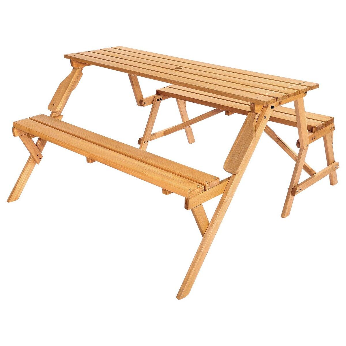 2-in-1 Transforming Interchangeable Picnic Table Wooden