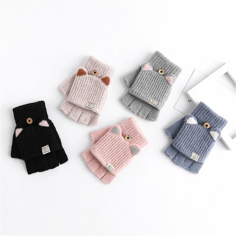 2pack Flexible Finger Movement Gloves Cold Weather Knitted Gloves Child Gloves for Daily Use