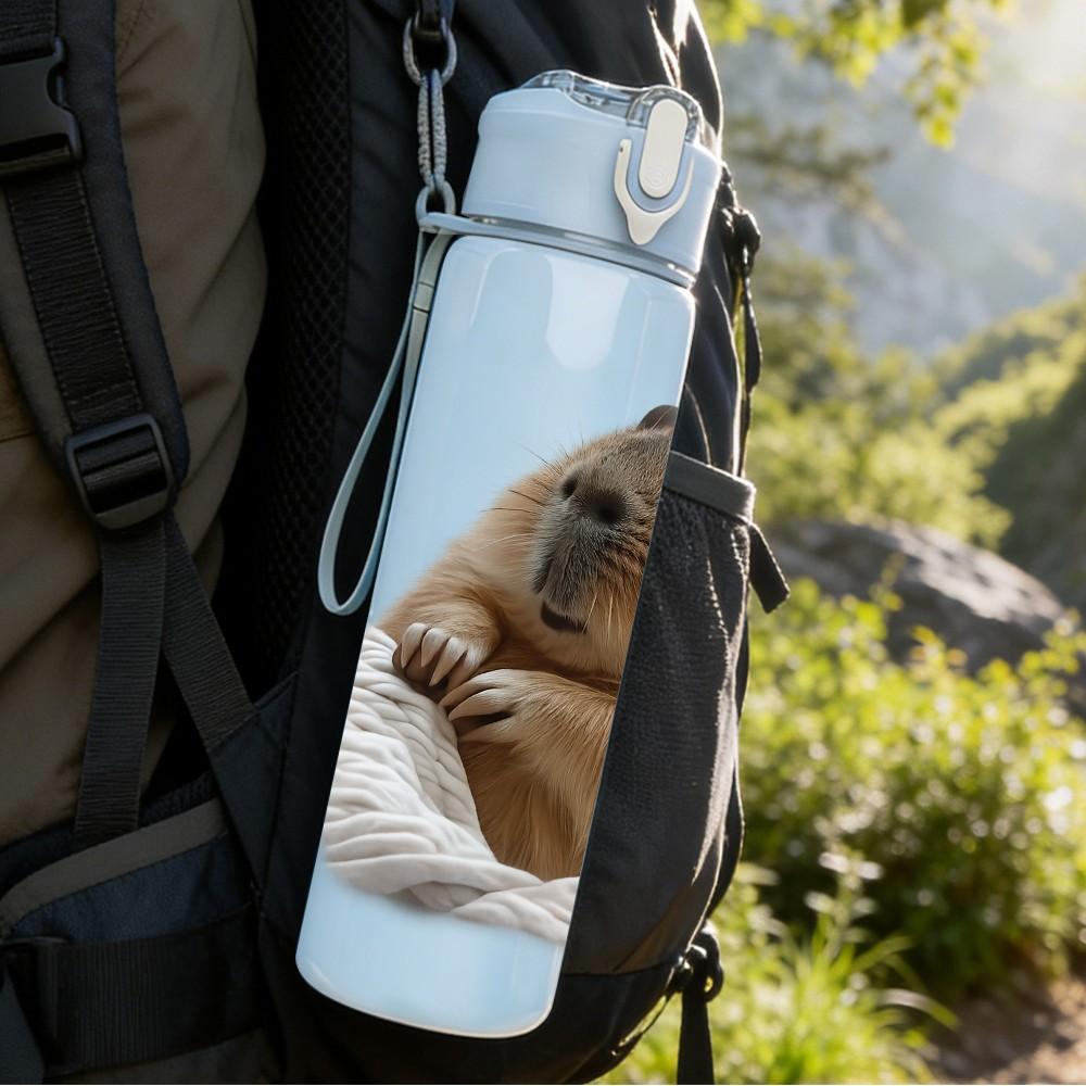 1PC Capybara Cute Rodent Animal Print 750ml Color Plastic Sports Water Bottle Leakproof Flip Straw Lid Suitable for Sports Office Home Use